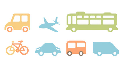 A minimalist vector icon set of transportation transparant background