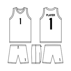 front back basketball jersey set mockup vector