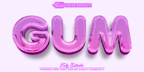 Cartoon Bubblegum Vector Editable Text Effect Template