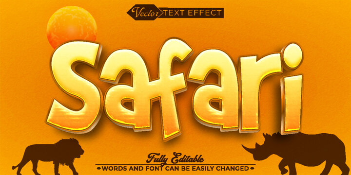 Cartoon Orange Safari Vector Editable Text Effect Template