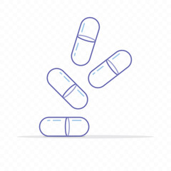 Pills line icon. Capsules of vitamins, tablets, drugs