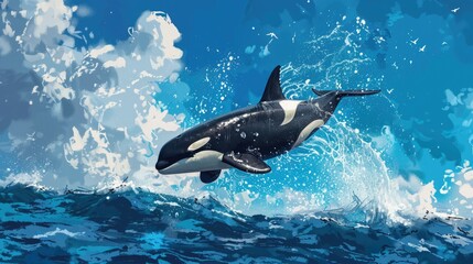 Orca Leaping Through the Waves