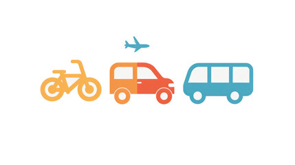 A minimalist vector icon set of transportation transparant background