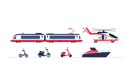 A minimalist vector icon set of transportation transparant background