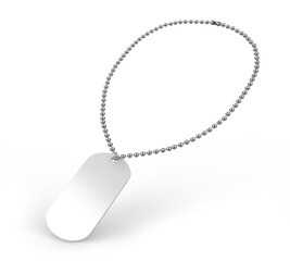Blank Military Dog Tags Aluminum with Ball Steel Chain 3d illustration.