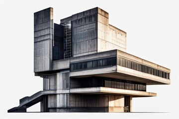the AI Image Generator, Modern minimalist architecture with a symmetric design and large glass windows,
