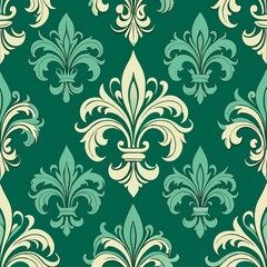 seamless pattern of fleur-de-lis with filigree details, Generative AI