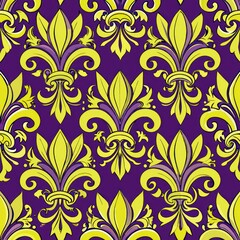 seamless pattern of hand-drawn fleur-de-lis designs, Generative AI