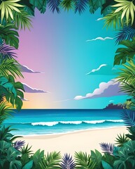 Tropical Beach Background Illustration 