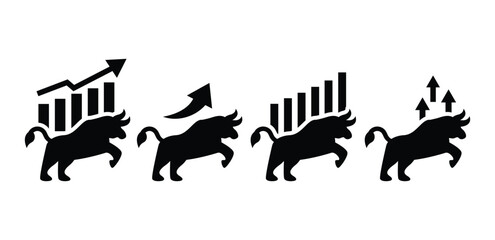 bull market icon symbol sign vector design black white color simple illustration collection set