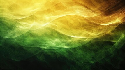 Fototapeta premium Abstract fluid waves in green, yellow, and black hues