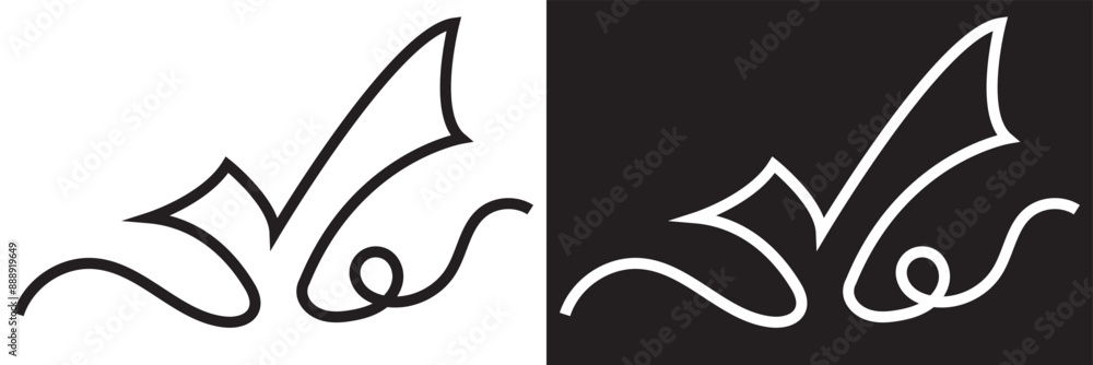 Poster continuous line drawing of checkmark. one continuous line tick. continuous line drawing of tick. che