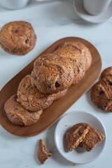 Freshly baked, chocolate chip cookies