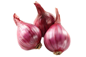 Fresh organic red shallots isolated on white background, ideal for healthy cooking and culinary use.