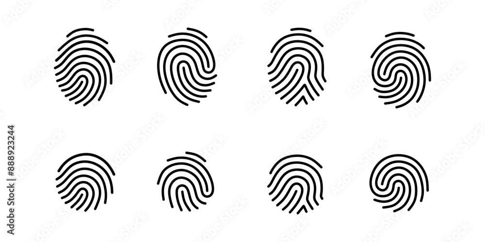 Poster collection of fingerprint shapes with editable stroke