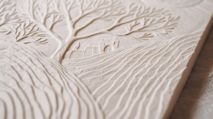 Hand-drawn sketch of a whimsical novel cover, featuring intricate line art of an enchanted forest and a hidden castle, filled with delicate details