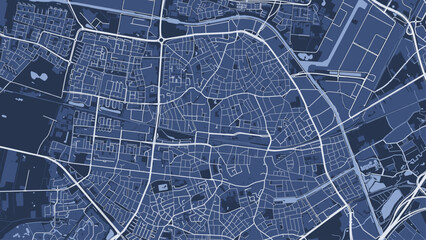 Blue Tilburg map, city in Netherlands. Streetmap municipal area.