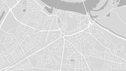 Background Nijmegen map, Netherlands, white and light grey city poster with roads and water.