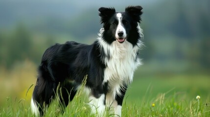Fototapeta premium Border Collie: With their exceptional intelligence and boundless energy, Border Collies excel in herding and obedience, ideal for active pursuits. 