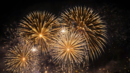 Naklejka premium fireworks in the night sky, ai generated