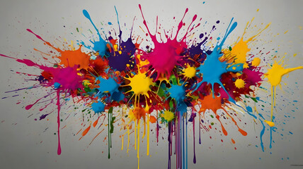 abstract colorful splashes background, ai generated