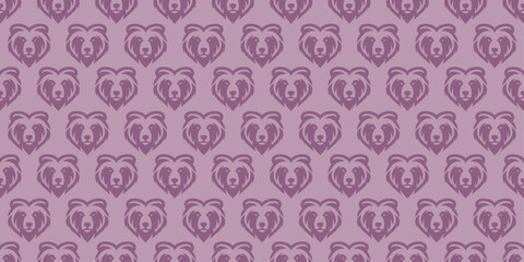 A pattern of bear faces is printed on a purple background