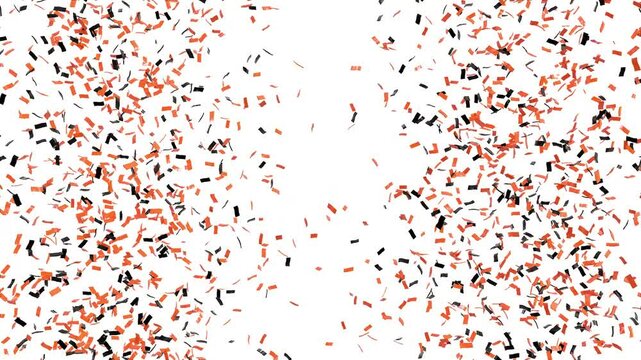 deux jets de confettis orange et noir de chaque c&ocirc;t&eacute; de l'&eacute;cran - canal alpha s&eacute;par&eacute;, 4K 60 fps