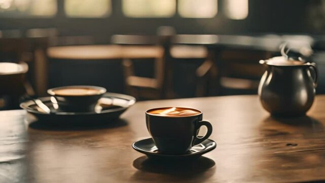 footage 2k video cup a coffee in the table