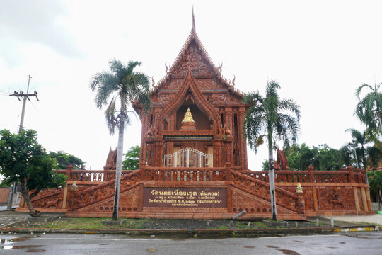 Bangkok, Thailand, 18 July 2024, Wat Nakhon Nueang Khet or Wat Ton Tan Located in Chachoengsao Province. This temple was built in 1887 by a monk. Name Luang Ta Bua