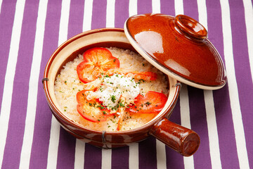 蟹とカッテージチーズのピラフを土鍋で作る