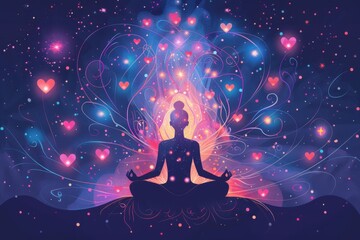 A vibrant illustration of a brain filled with bright, happy thoughts and colorful imagery representing positive thinking