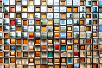 The mosaic pattern is created by using small, multicolored mirrors.