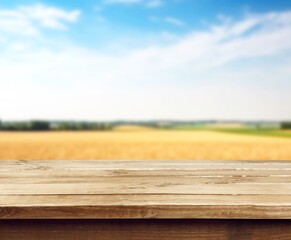 Flat table podium in farm for products display
