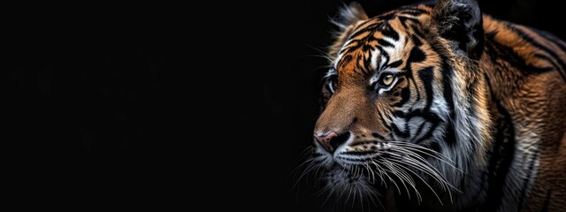 Tiger Portrait in a Dark Background