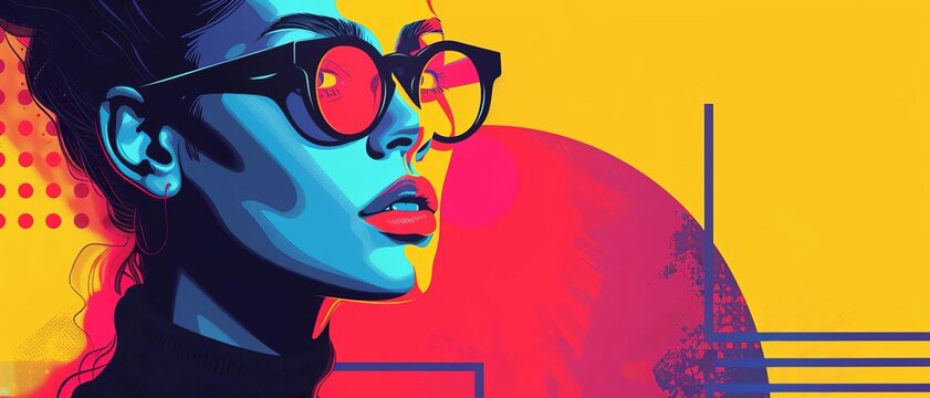 Pop art behavior, bold dynamic actions, flat design illustration