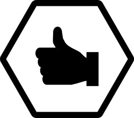 thumb up hexagon icon inverse