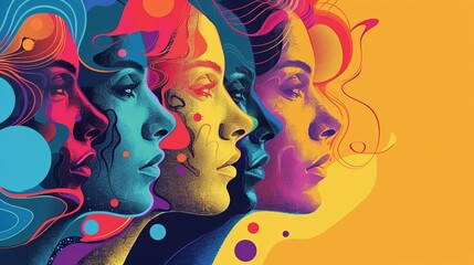 Pop art disorders, bold mental health conditions, flat design illustration