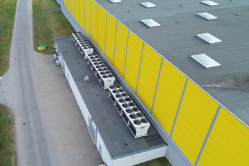 Heat Pump Units Aligned on Commercial Rooftop