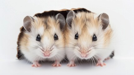 Two Cute Hamsters Peeking Out of a Hole