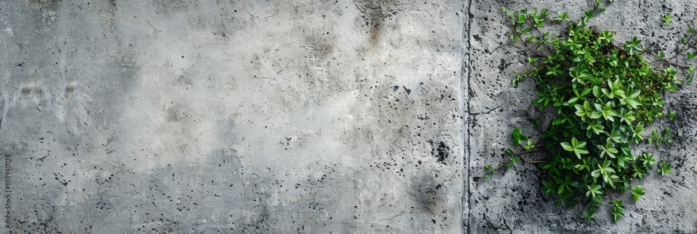 Aufkleber a top-down view of a concrete surface with a small patch of green grass growing in the bottom right 