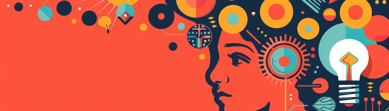 Pop art memory, bold mnemonic symbols, flat design illustration