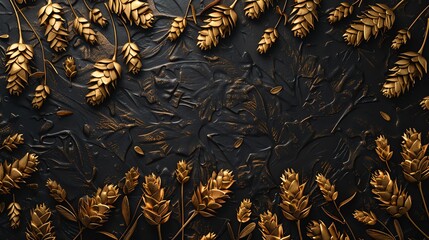 Brewery logo designs pattern on a dark background, blank area above for branding purposes