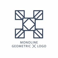 Geometric letter X creative agency logo template