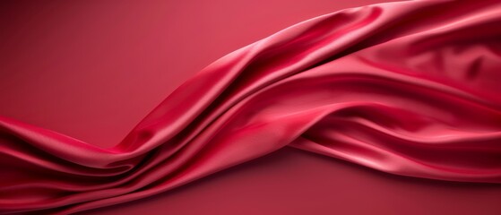 Obraz premium A tight shot of a crimson fabric's smoothened expanse, appearing as if caught in gentle wind currents