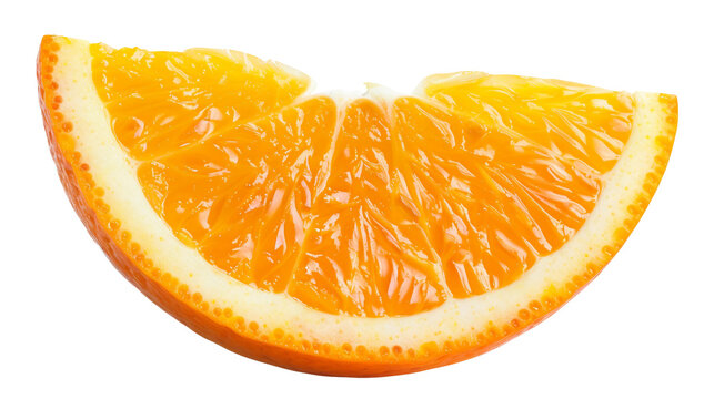 Fresh orange slice cut out on a transparent background, offering a bright and healthy snack option.