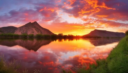 The sun's descent transforms the sky into a canvas of liquid gold, casting a magical glow over the land.
