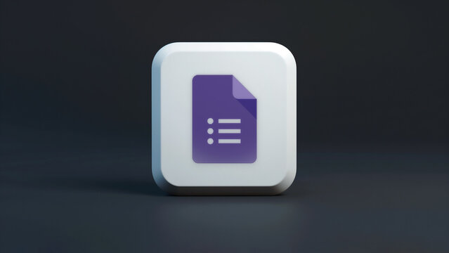 Google Forms app 3d white icon on a dark background