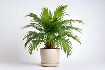 Obraz premium Areca plant in pot white background, AI Generated