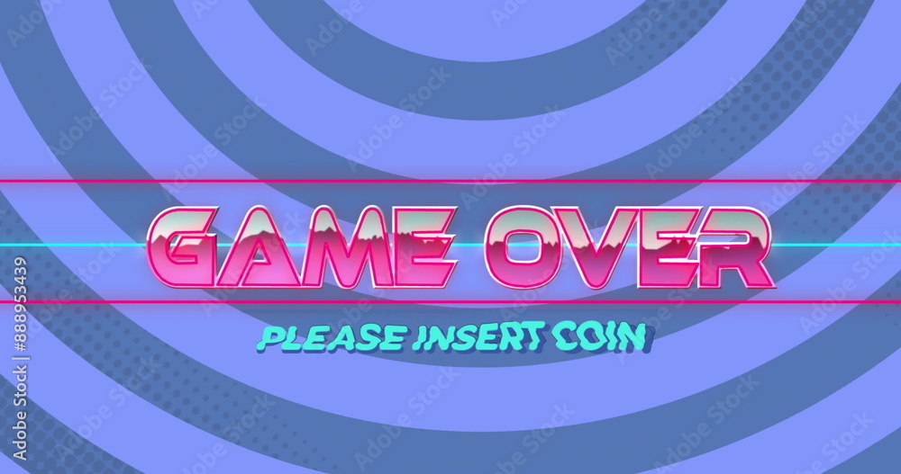 Poster image of game over only text over circles on blue background