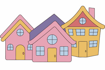 Hand-drawn Cozy Houses Color Design